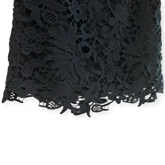 Banana Republic Black Crochet Mini Skirt Sz 2P Lace Floral Overlay Formal Skirt - Picture 4 of 6